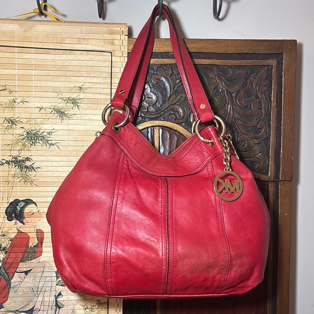 MICHAEL Michael Kors Red Leather Hobo Shoulder Bag - Picture 6 of 15